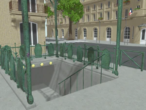 Paris Town Metro Station 01 Textured 3D Model