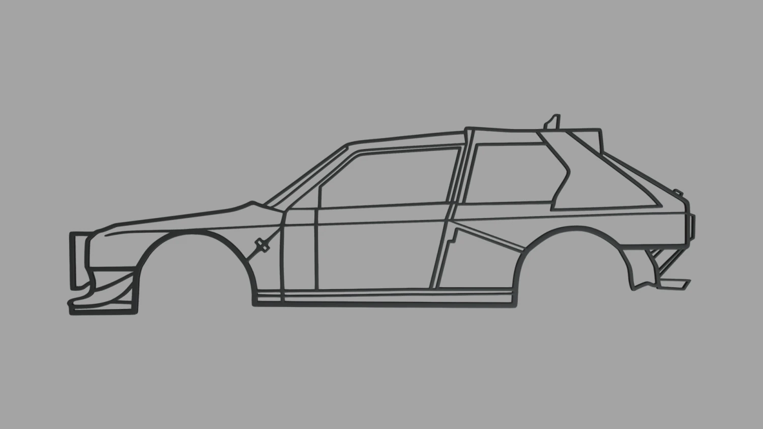 Lancia Delta S4 Wall Silhouette 3D Print Model .c4d .max .obj .3ds .fbx .stl .blend 