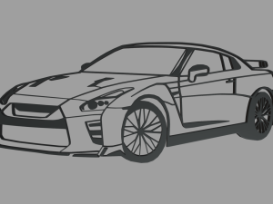 Nissan GTR Perspective Wall Silhouette 3D Print Model