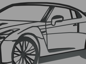 Nissan GTR Perspective Wall Silhouette 3D Print Model