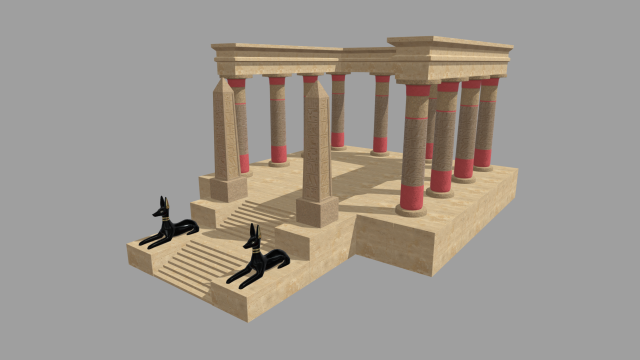 Low Poly Egyptian Temple 01 3D Model .c4d .max .obj .3ds .fbx .stl .blend 