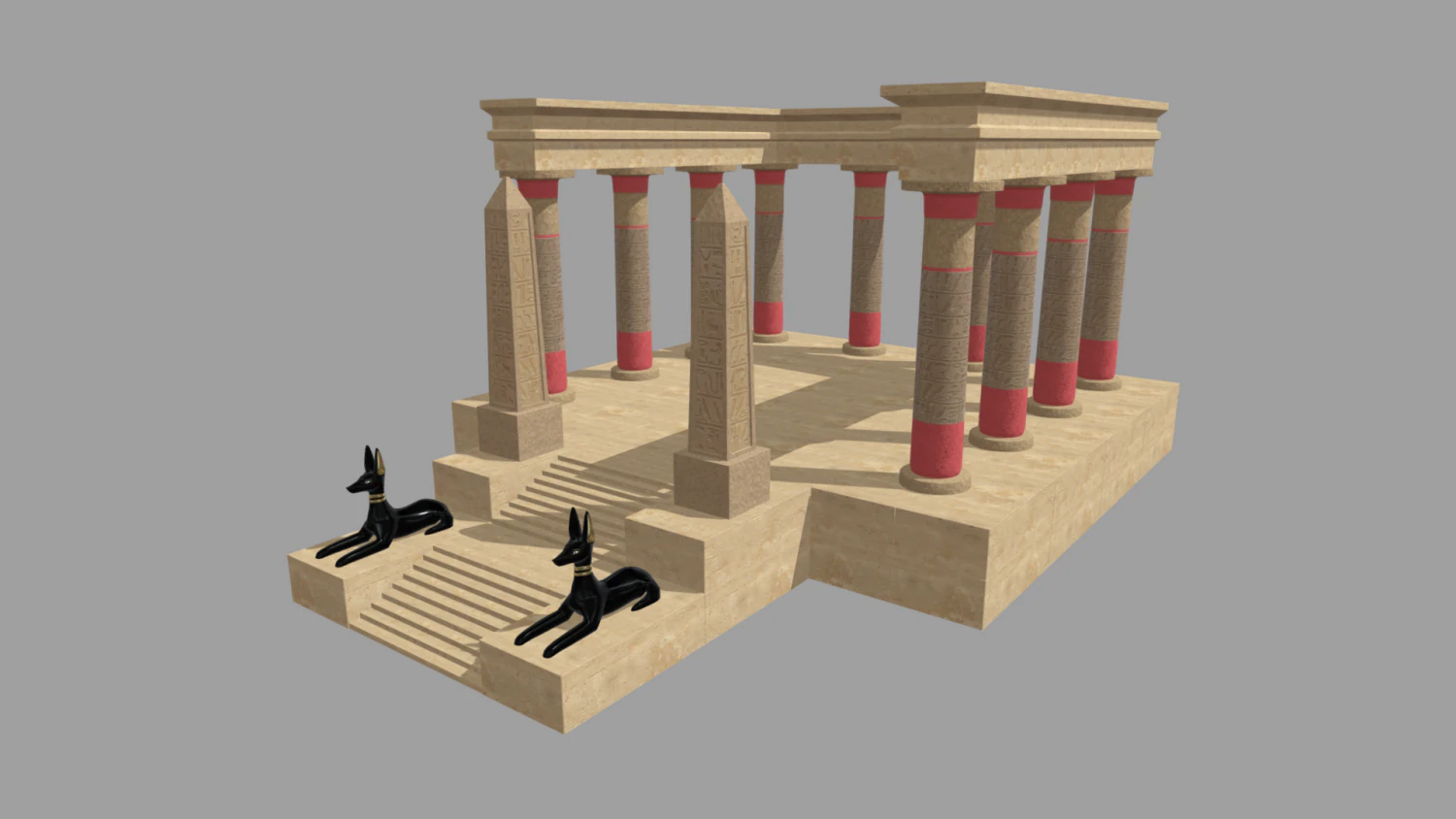 Low Poly Egyptian Temple 01 3D Model .c4d .max .obj .3ds .fbx .stl .blend