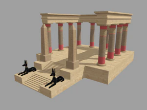 Laag Poly Egyptische Tempel 01 3D Model
