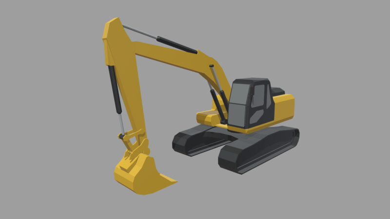 Low Poly Excavator 01 3Dモデル .c4d .max .obj .3ds .fbx .stl .blend 