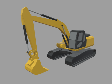Low Poly Excavator 01 3D Model