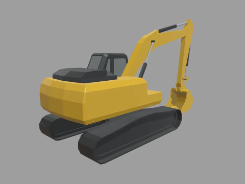 Escavadeira Low Poly 01 Modelo 3D