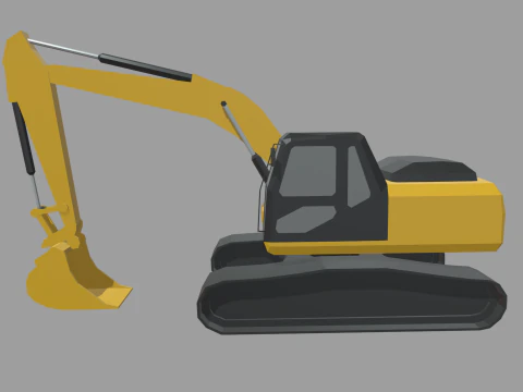 Escavadeira Low Poly 01 Modelo 3D
