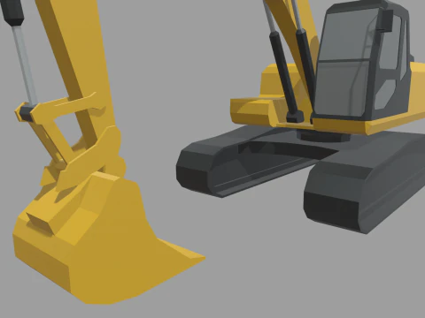 Escavadeira Low Poly 01 Modelo 3D