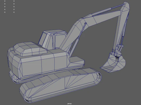 Escavadeira Low Poly 01 Modelo 3D
