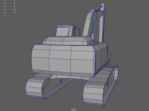 Escavadeira Low Poly 01 Modelo 3D