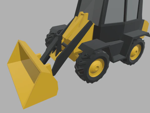 Low Poly Compact Loader 01 3D Model