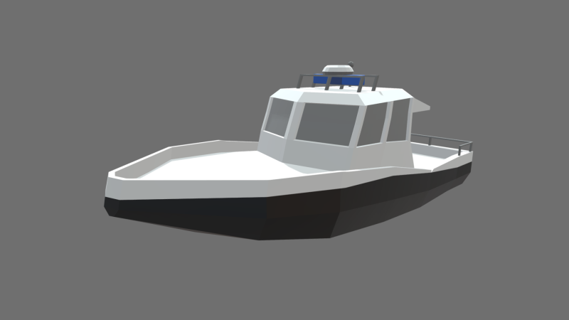 Low Poly Police Boat 01 Model 3D .c4d .max .obj .3ds .fbx .stl .blend 