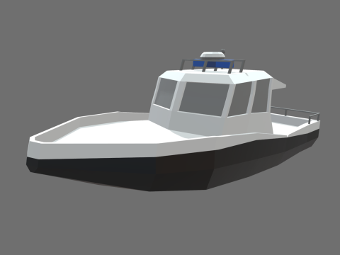 Low Poly Police Boat 01 3D Модель