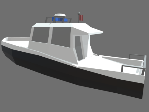 Low Poly Police Boat 01 Model 3D