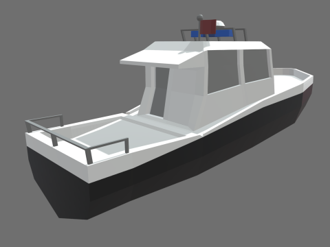 Low Poly Police Boat 01 Model 3D