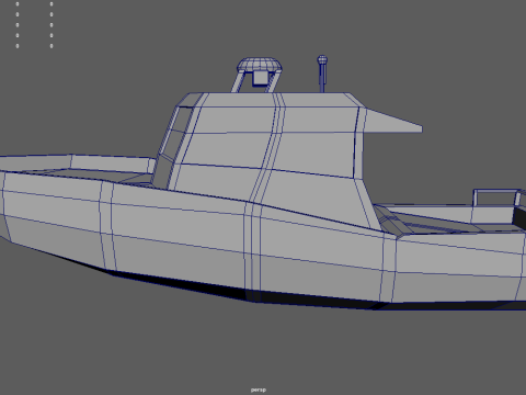 Low Poly Police Boat 01 Model 3D