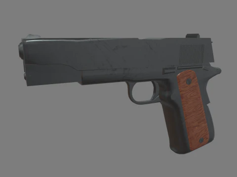Низкополигональный пистолет 01 3D Модель