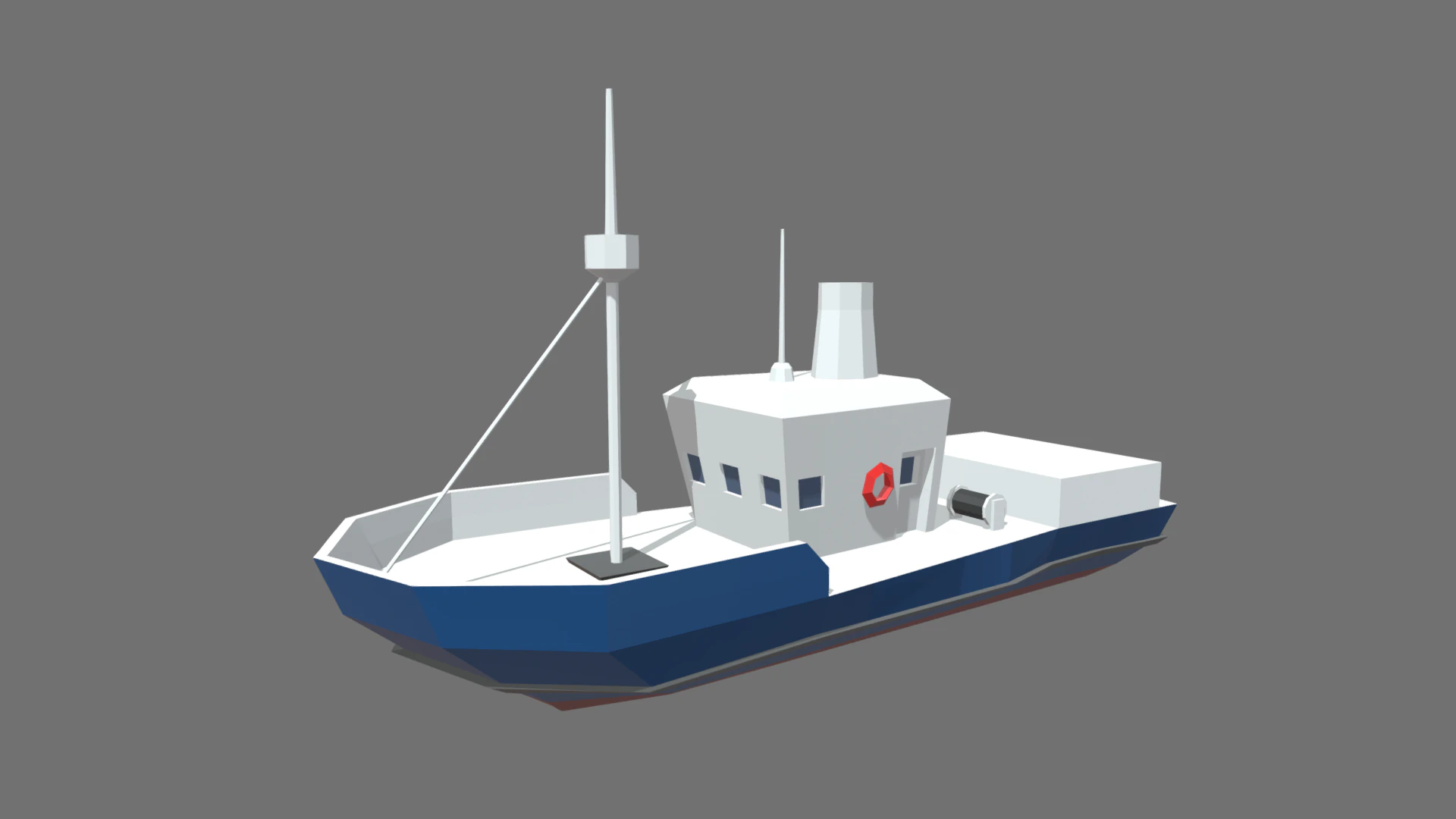 Low Poly Fishing Boat 01 3D Model .c4d .max .obj .3ds .fbx .stl .blend 