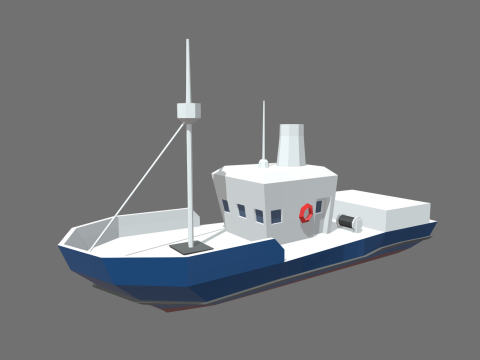 Low Poly Fishing Boat 01 3D Model