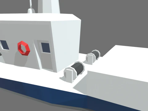 Low Poly Fishing Boat 01 3D Model