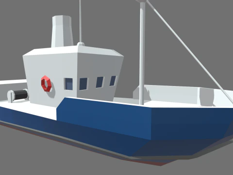 Low Poly Fishing Boat 01 3D Model