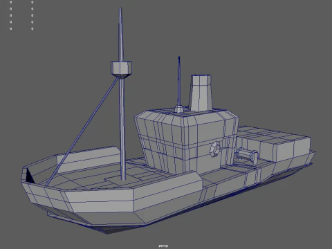 Low Poly Fishing Boat 01 3D Model
