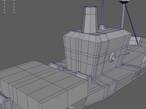 Low Poly Fishing Boat 01 3D Model
