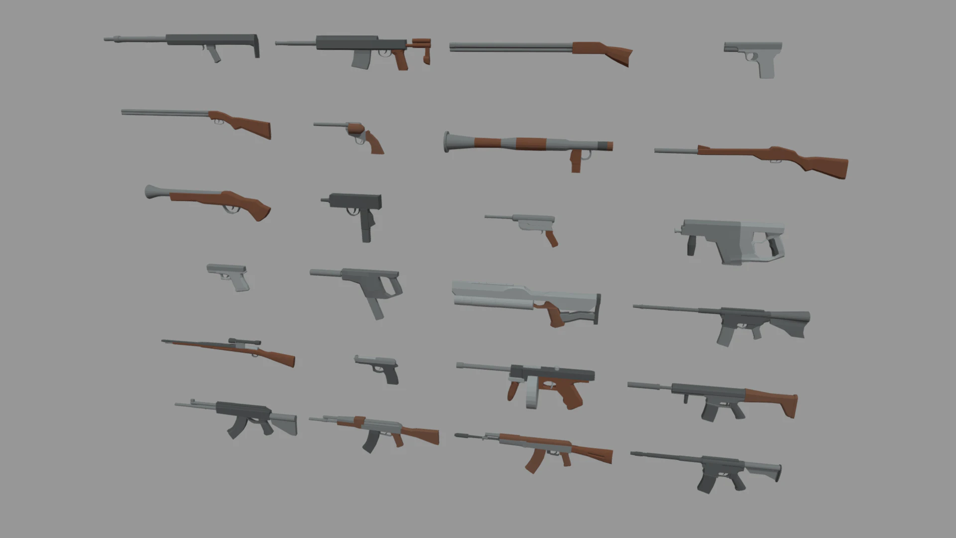Low Poly Weapon Pack 01 3D Model .c4d .max .obj .3ds .fbx .stl .blend 