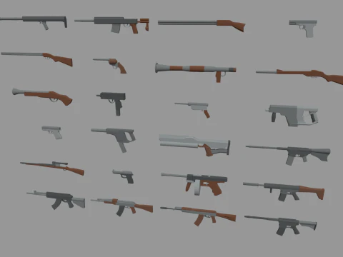 Pacote de armas Low Poly 01 Modelo 3D
