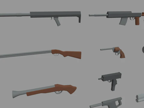 Low Poly Weapon Pack 01 3D Model
