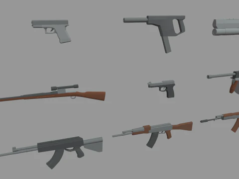 Low Poly Weapon Pack 01 3D Model