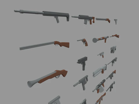 Low Poly Weapon Pack 01 3D Model