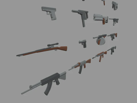 Low Poly Weapon Pack 01 3D Model