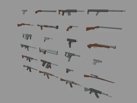 Low Poly Weapon Pack 01 3D Model