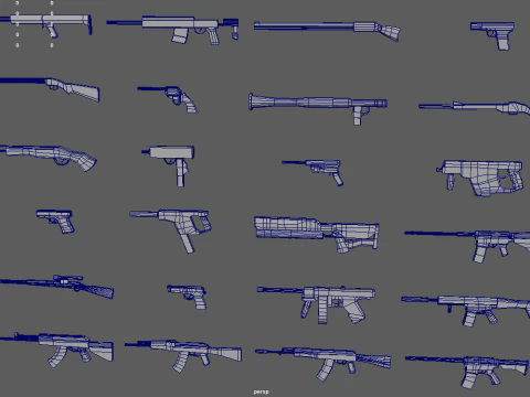 Low Poly Weapon Pack 01 3D Model