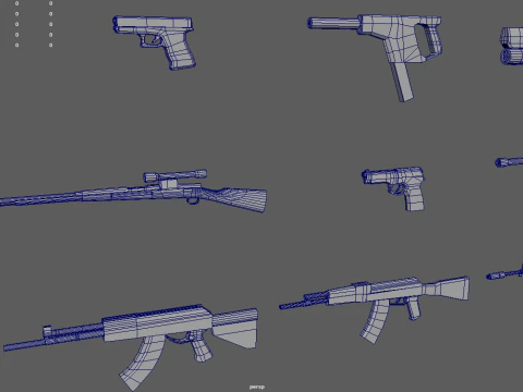 Low Poly Weapon Pack 01 3D Model