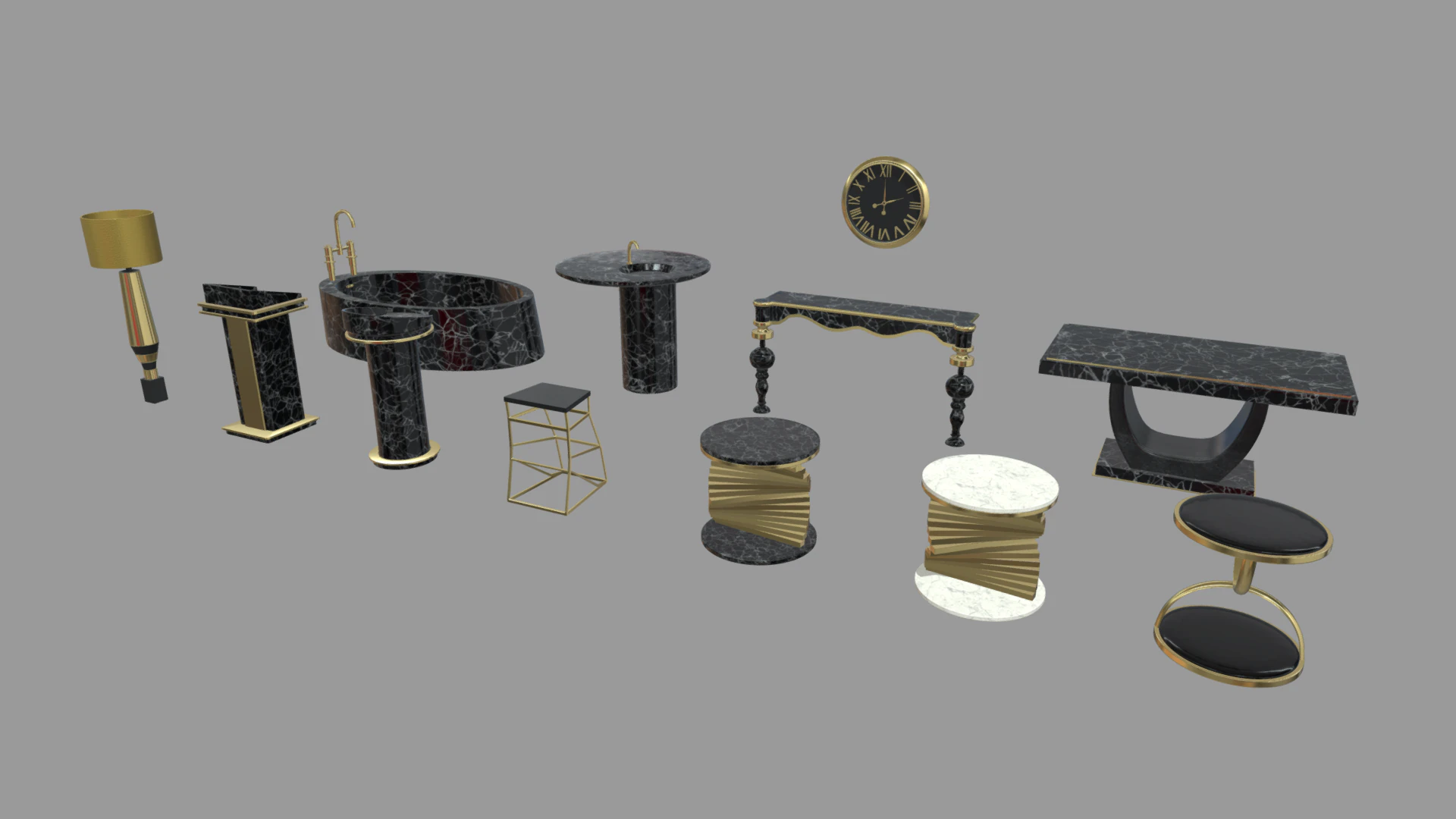 Modern Luxury Furniture Pack 01 3D Model .c4d .max .obj .3ds .fbx .stl .blend