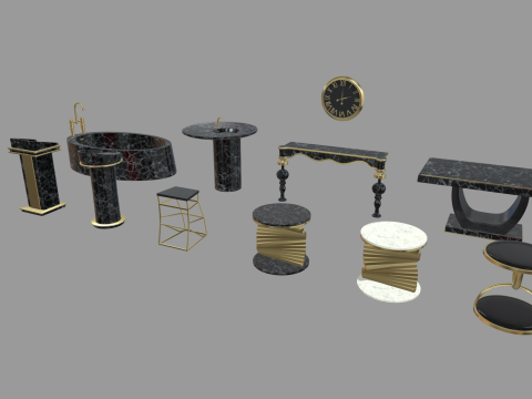 Modern Luxury Furniture Pack 01 3D Model