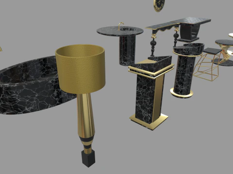 Modern Luxury Furniture Pack 01 3D Model