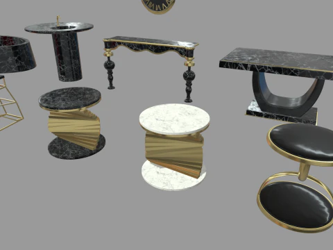 Modern Luxury Furniture Pack 01 3D Model