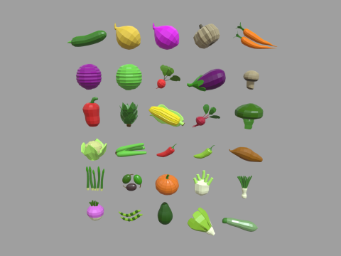 Low Poly Vegetables Pack 01 Model 3D