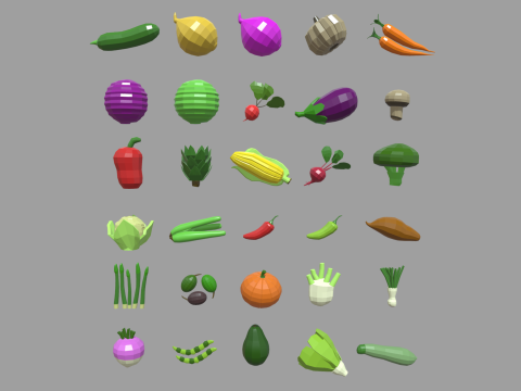 Low Poly Vegetables Pack 01 3D Model