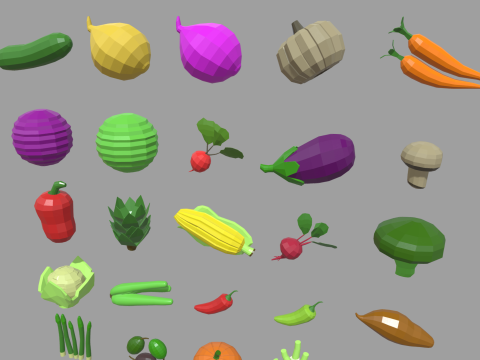 Low Poly Vegetables Pack 01 3D Model