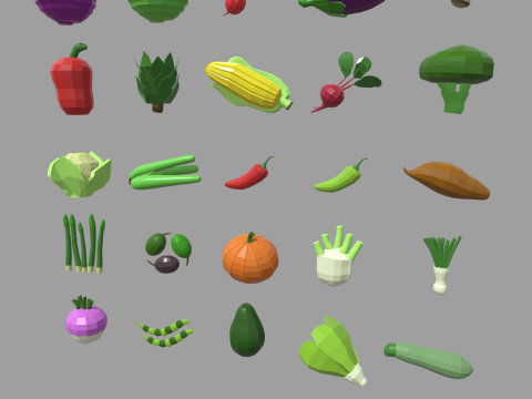 Low Poly Vegetables Pack 01 3D Model