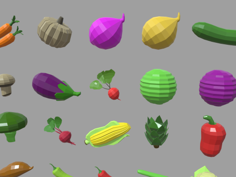 Low Poly Vegetables Pack 01 3D Model