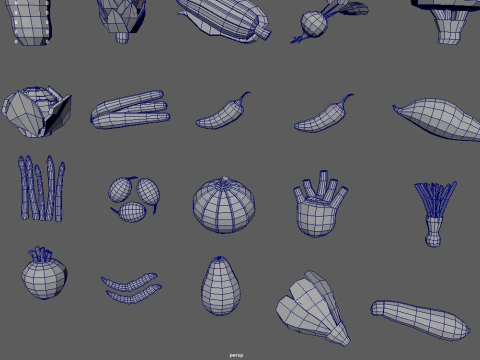 Low Poly Vegetables Pack 01 3D Model