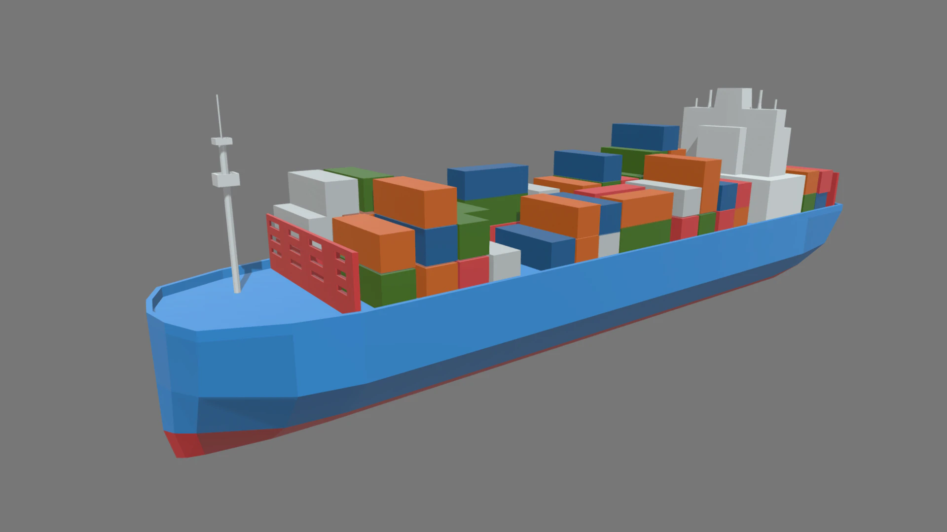 Low Poly Cargo Ship 01 3D Model .c4d .max .obj .3ds .fbx .stl .blend