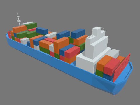 Low Poly Cargo Ship 01 3D Model