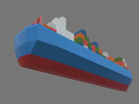 Low Poly Cargo Ship 01 3D Model