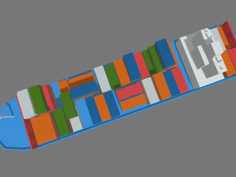Low Poly Cargo Ship 01 3D Model